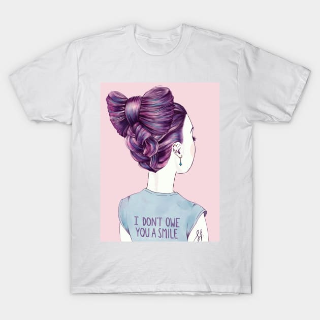 i don't owe you a smile T-Shirt by solfortuny